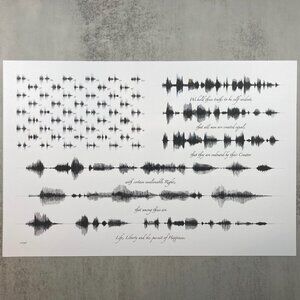 NEW US Declaration Soundwave Flag Wall Art Print 12x18in Black White 1776 Modern